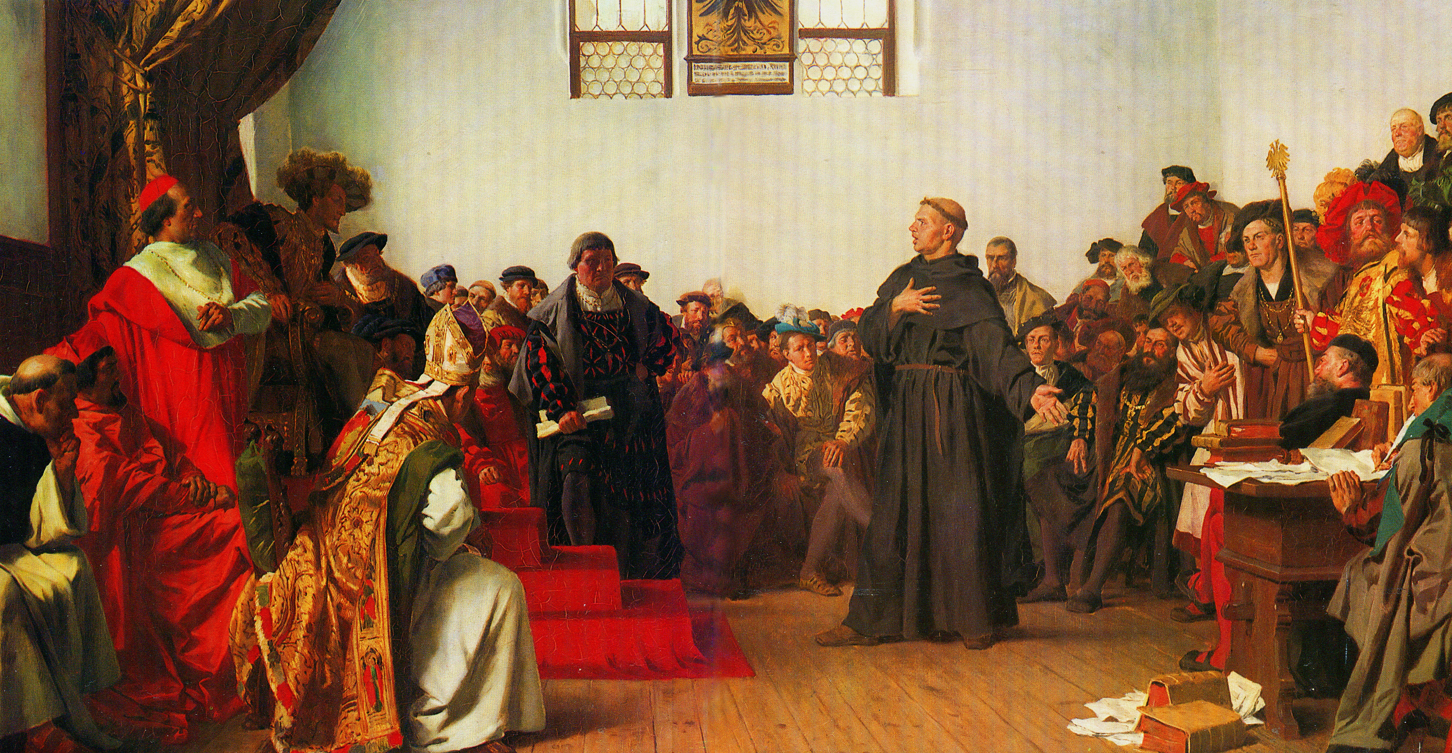 Anton von Werner’s 1877 painting of Martin Luther at the Diet of Worms delivering his famous defense of the Christian faith: 'My conscience is captive to the Word of God... Here I stand. I cannot do otherwise. God help me. Amen.'