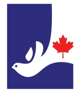 Logo for Lutherans for Life – Canada, featuring a stylized white dove and a red maple leaf within a blue letter L.
