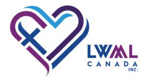 Logo for Lutheran Women’s Missionary League – Canada (LWML Canada), featuring a stylized purple and blue heart interlaced with a Christian cross.